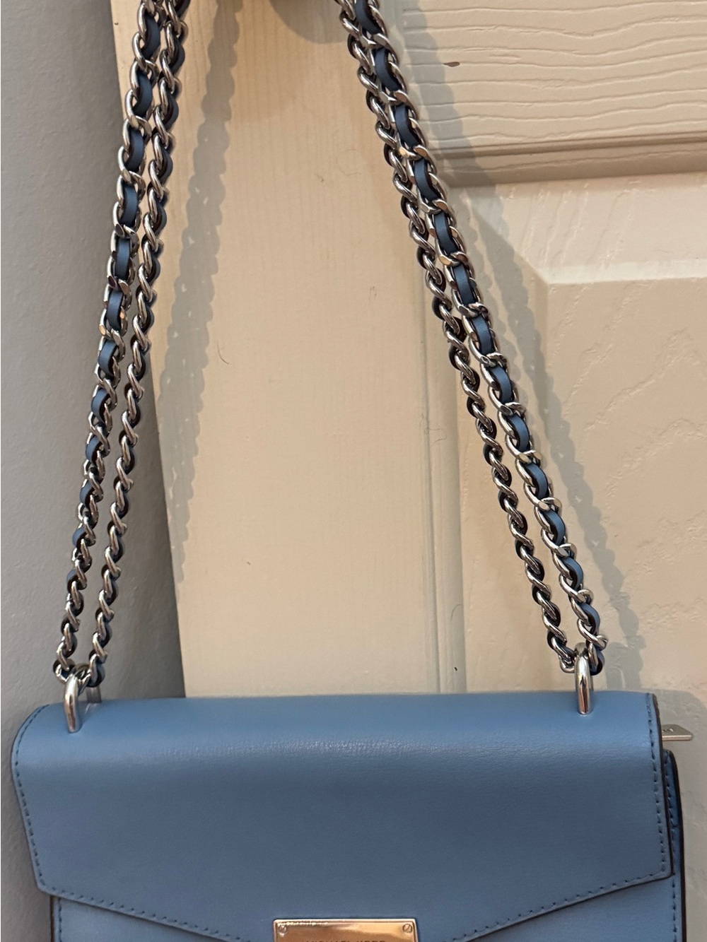 Michael Kors Sky Blue Leather Chain Shoulder Bag